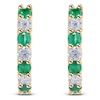 Thumbnail Image 4 of Natural Emerald & Diamond Hoop Earrings 1/6 ct tw 14K Yellow Gold