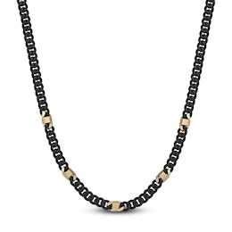 Men's Matte Curb Chain Necklace 6mm Black & Yellow Ion-Plated Stainless Steel 24"