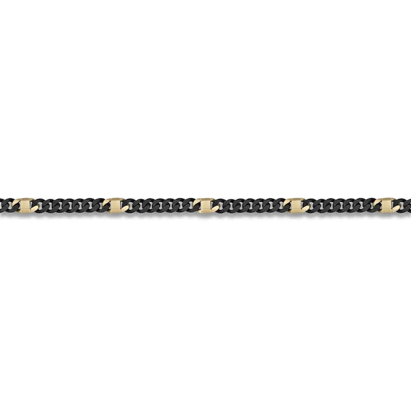 Main Image 2 of Men's Matte Curb Chain Necklace 6mm Black & Yellow Ion-Plated Stainless Steel 24"