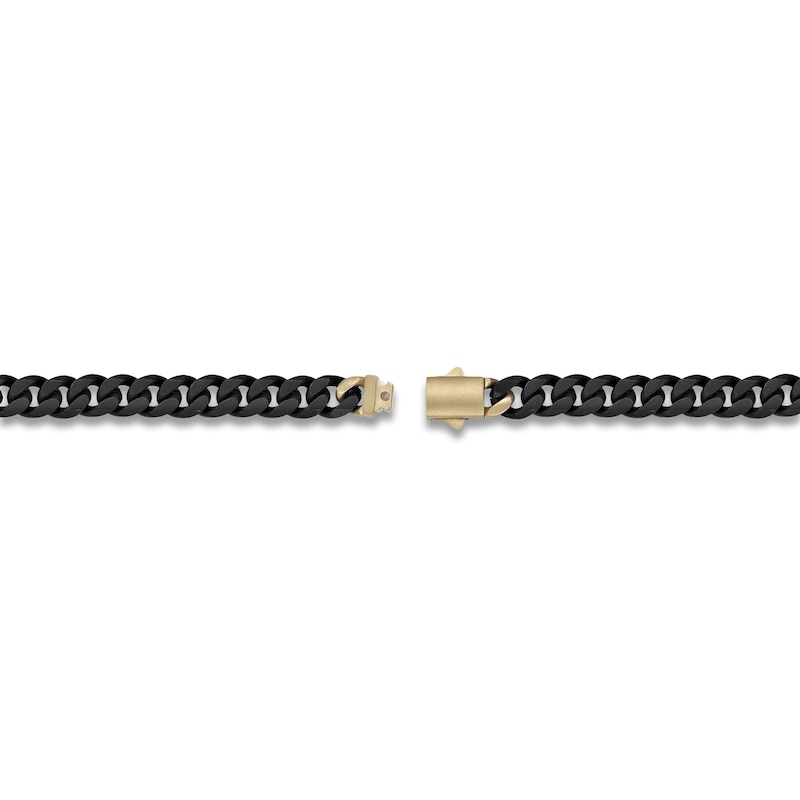 Main Image 3 of Men's Matte Curb Chain Necklace 6mm Black & Yellow Ion-Plated Stainless Steel 24"