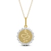 Thumbnail Image 1 of Diamond Halo Snake Medallion Necklace 1/4 ct tw 10K Yellow Gold 18"