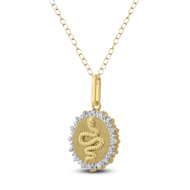 Main Image 2 of Diamond Halo Snake Medallion Necklace 1/4 ct tw 10K Yellow Gold 18"