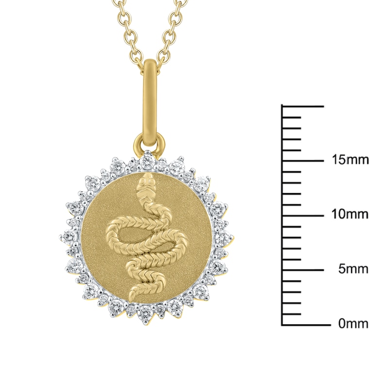 Main Image 4 of Diamond Halo Snake Medallion Necklace 1/4 ct tw 10K Yellow Gold 18"
