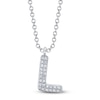 Thumbnail Image 1 of Shy Creation Diamond Accent Letter L Pavé Necklace 1/15 ct tw 14K White Gold 18" SC55028331-L