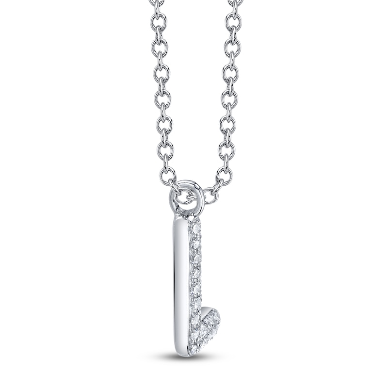 Main Image 2 of Shy Creation Diamond Accent Letter L Pavé Necklace 1/15 ct tw 14K White Gold 18" SC55028331-L
