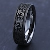 Thumbnail Image 4 of Men's Scrollwork & Stars Comfort-Fit Wedding Band Tungsten Carbide 7mm