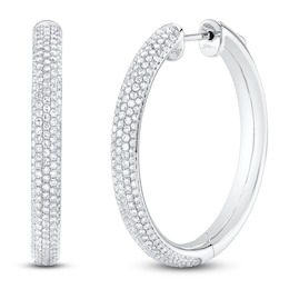 Shy Creation Diamond Pavé Hoop Earrings 7/8 ct tw 14K White Gold SC22009383V2D1.20