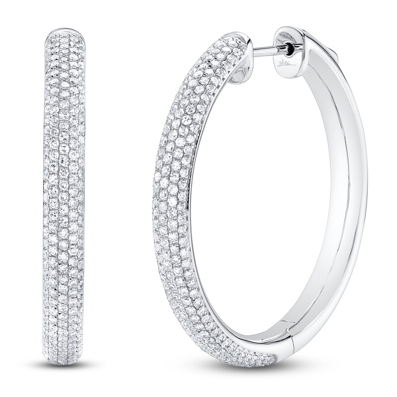 Main Image 1 of Shy Creation Diamond Pavé Hoop Earrings 7/8 ct tw 14K White Gold SC22009383V2D1.20