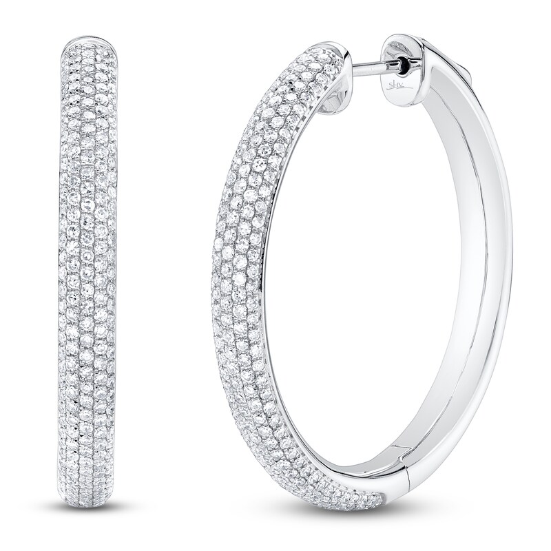 Main Image 2 of Shy Creation Diamond Pavé Hoop Earrings 7/8 ct tw 14K White Gold SC22009383V2D1.20