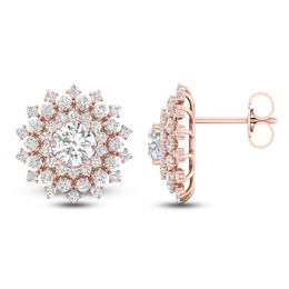 Lab-Grown Diamond Dahlia Flower Earrings 2 ct tw 14K Rose Gold