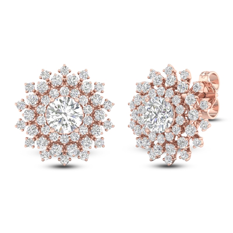 Main Image 2 of Lab-Grown Diamond Dahlia Flower Earrings 2 ct tw 14K Rose Gold
