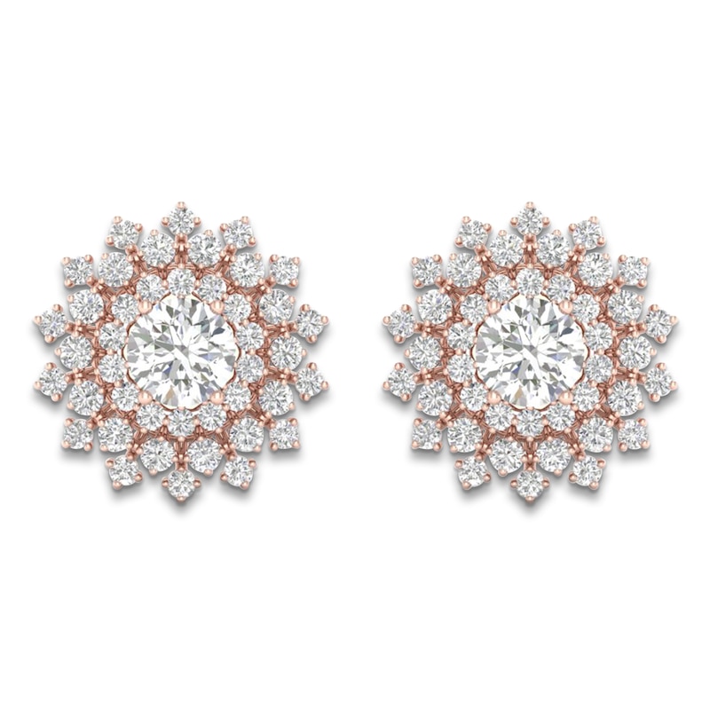 Main Image 3 of Lab-Grown Diamond Dahlia Flower Earrings 2 ct tw 14K Rose Gold