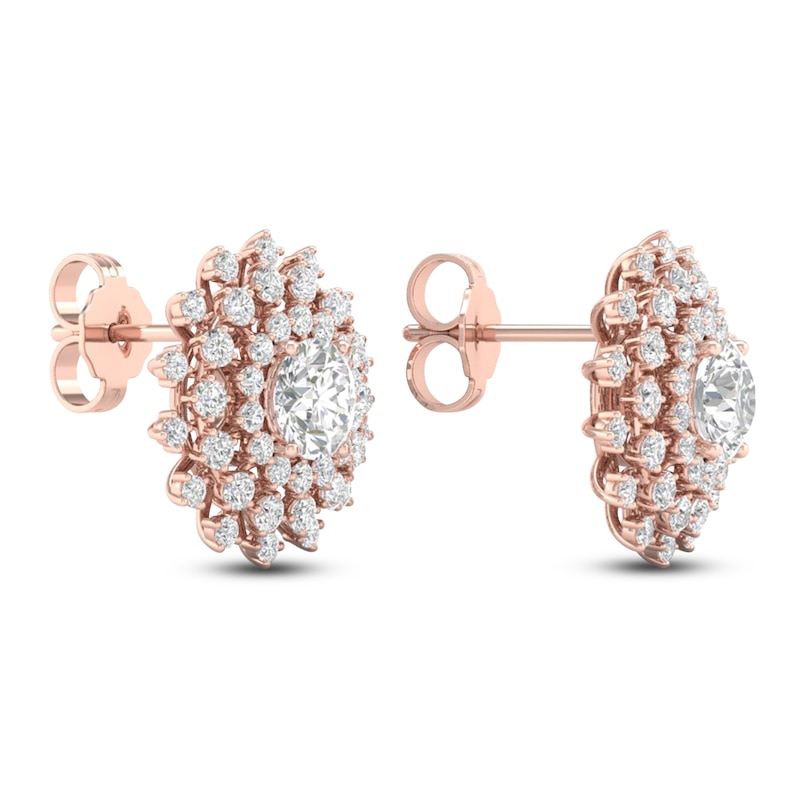 Main Image 4 of Lab-Grown Diamond Dahlia Flower Earrings 2 ct tw 14K Rose Gold