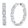 Thumbnail Image 2 of Shy Creation Baguette & Round-Cut Multi-Diamond Inside-Out Hoop Earrings 7/8 ct tw 14K White Gold SC55027002D1.00