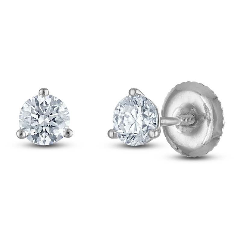 Main Image 2 of Round-Cut Lab-Grown Diamond Solitaire Stud Earrings 1/2 ct tw Platinum (VS2/F)