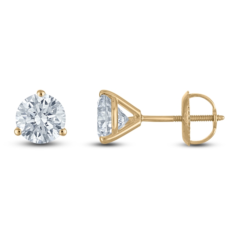 Main Image 1 of Round-Cut Lab-Grown Diamond Solitaire Stud Earrings 1-1/2 ct tw 18K Yellow Gold (VS2/F)