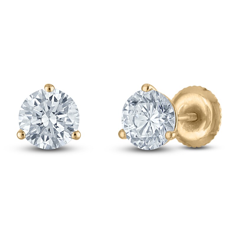 Main Image 2 of Round-Cut Lab-Grown Diamond Solitaire Stud Earrings 1-1/2 ct tw 18K Yellow Gold (VS2/F)