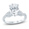 Thumbnail Image 1 of Oval-Cut Lab-Grown Diamond Braided Shank Engagement Ring 3-1/4 ct tw 14K White Gold