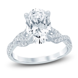 Oval-Cut Lab-Grown Diamond Braided Shank Engagement Ring 3-1/4 ct tw 14K White Gold