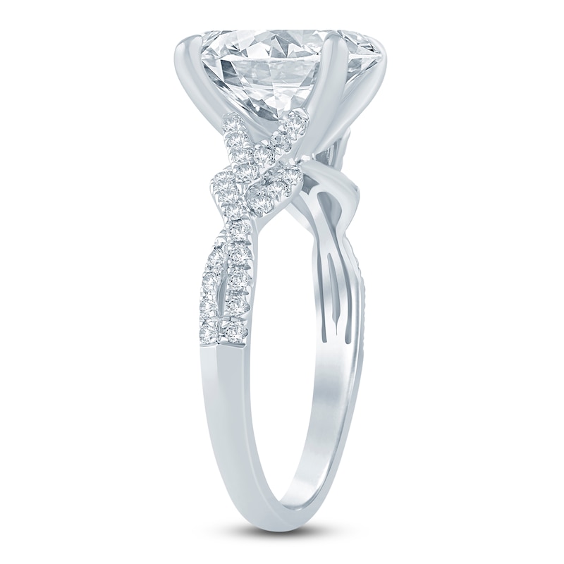 Main Image 2 of Oval-Cut Lab-Grown Diamond Braided Shank Engagement Ring 3-1/4 ct tw 14K White Gold