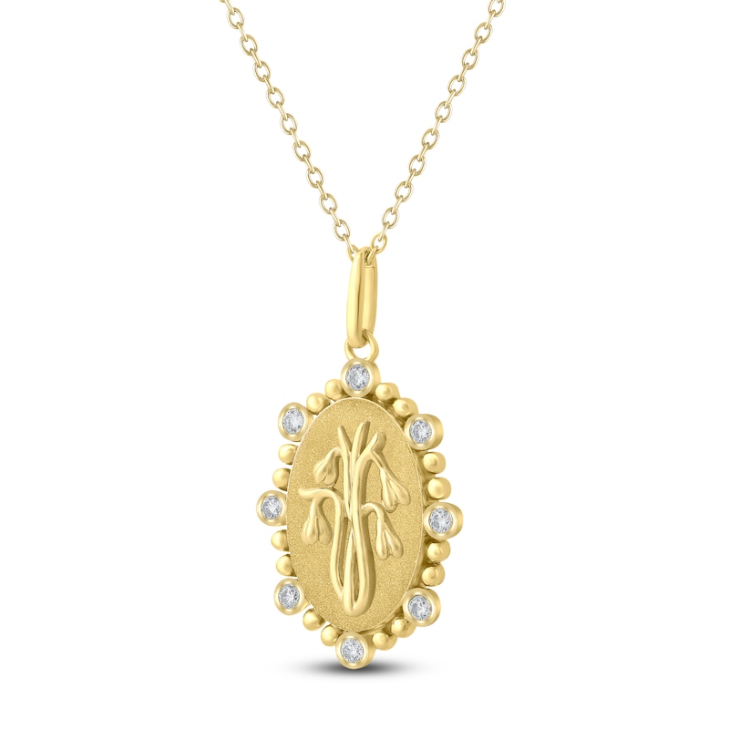 Main Image 2 of Snowdrop Birth Flower Diamond Necklace 1/4 ct tw 10K Yellow Gold 18"
