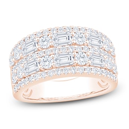 Round & Emerald-Cut Lab-Grown Diamond Multi-Row Anniversary Ring 2-1/2 ct tw 14K Rose Gold