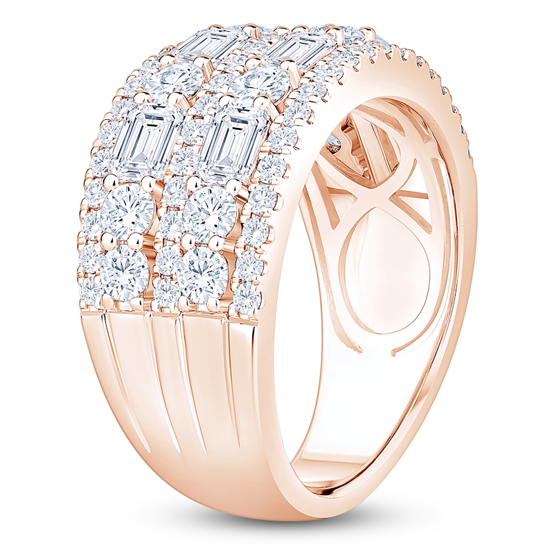 Main Image 2 of Round & Emerald-Cut Lab-Grown Diamond Multi-Row Anniversary Ring 2-1/2 ct tw 14K Rose Gold