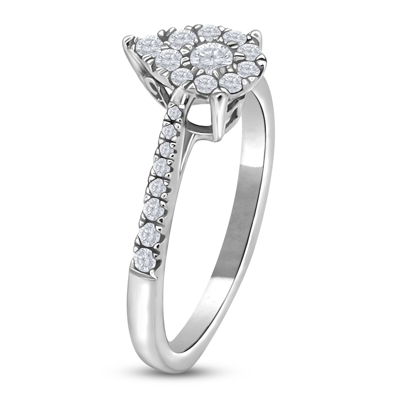 Main Image 2 of Multi-Diamond Pear-Shaped Promise Ring 1/3 ct tw 10K White Gold