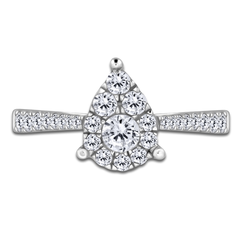 Main Image 3 of Multi-Diamond Pear-Shaped Promise Ring 1/3 ct tw 10K White Gold