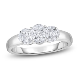 Brilliant Moments Princess & Marquise-Cut Multi-Diamond Engagement Ring 1/2 ct tw 14K White Gold