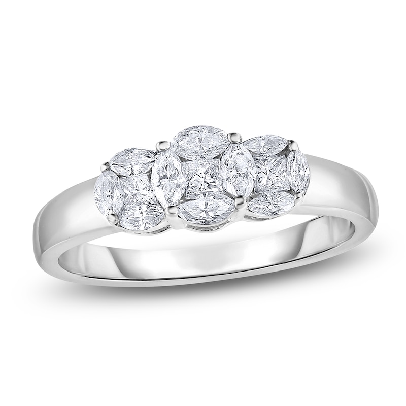 Main Image 1 of Brilliant Moments Princess & Marquise-Cut Multi-Diamond Engagement Ring 1/2 ct tw 14K White Gold