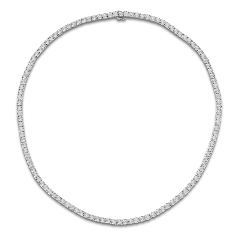 Main Image 1 of Men's White Lab-Created Sapphire Line Necklace Sterling Silver 22"