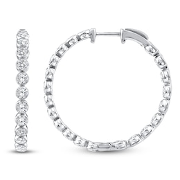 Lab-Grown Diamond Bezel-Set Inside-Out Hoop Earrings 4-1/4 ct tw 14K White Gold