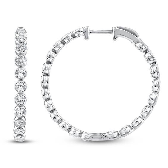 Jared Signature Lab-Grown Diamond Bezel-Set Inside-Out Hoop Earrings 4-1/4 ct tw 14K White Gold