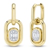 Thumbnail Image 2 of Shy Creation Baguette & Round-Cut Multi-Diamond Oval Hoop Drop Earrings 1/3 ct tw 14K Yellow Gold