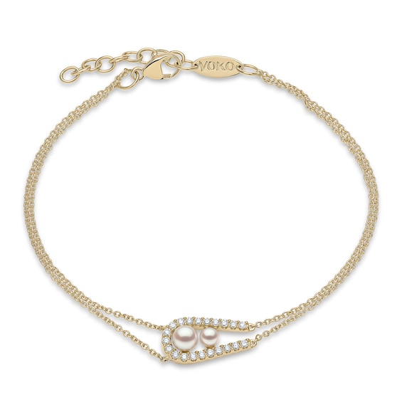 Yoko London Akoya Cultured Pearl & Diamond Bracelet 1/5 ct tw 18K Yellow Gold 8"