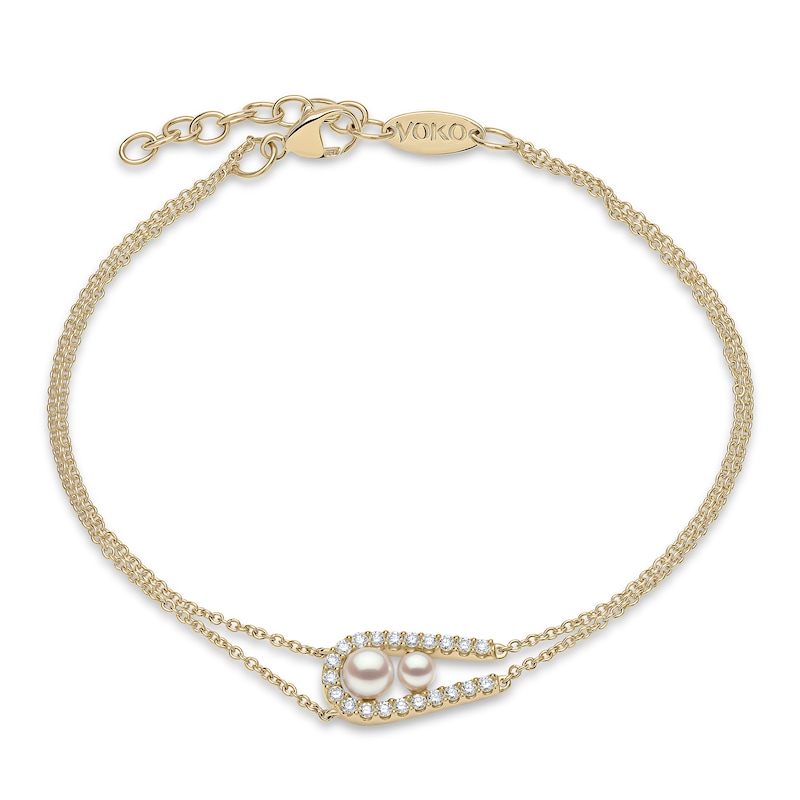 Main Image 1 of Yoko London Akoya Cultured Pearl & Diamond Bracelet 1/5 ct tw 18K Yellow Gold 8"