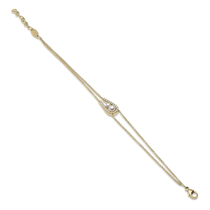Main Image 2 of Yoko London Akoya Cultured Pearl & Diamond Bracelet 1/5 ct tw 18K Yellow Gold 8"