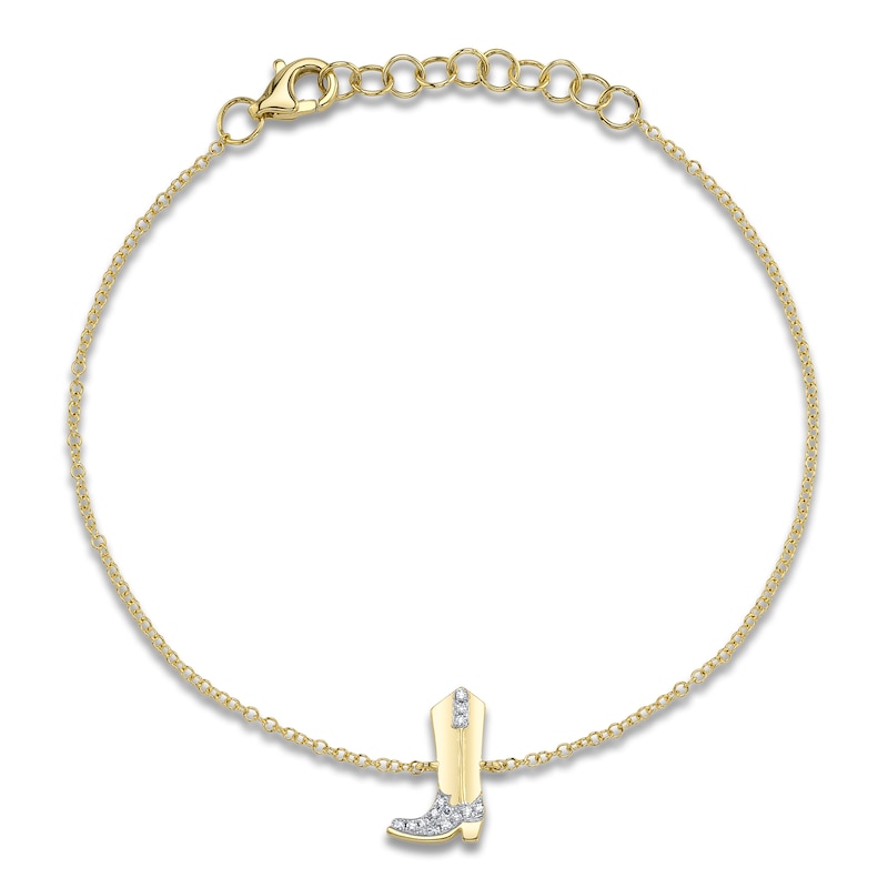 Main Image 1 of Shy Creation Diamond Accent Cowboy Boot Bracelet 14K Yellow Gold 7" JR55001180RD
