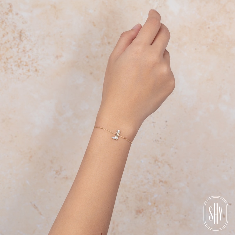 Main Image 4 of Shy Creation Diamond Accent Cowboy Boot Bracelet 14K Yellow Gold 7" JR55001180RD