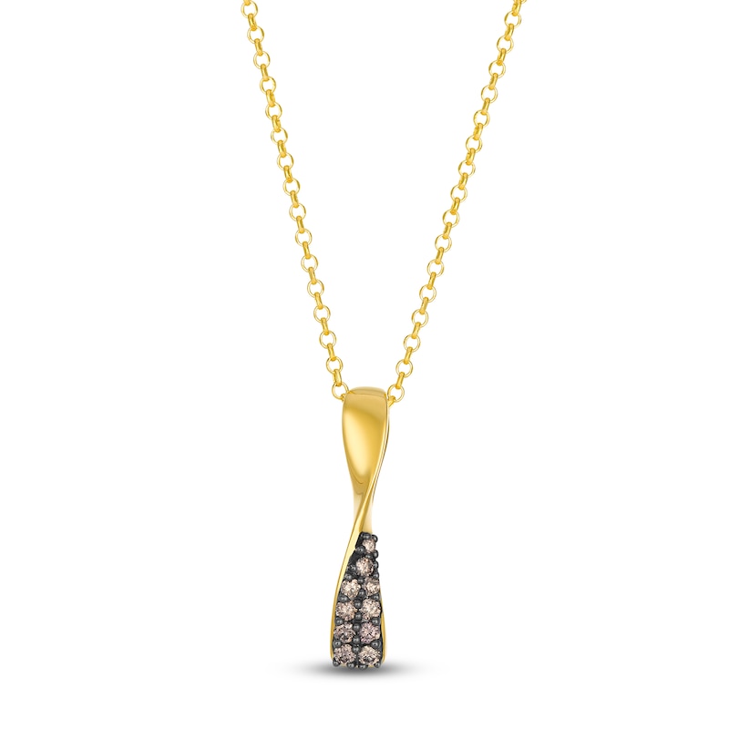 Main Image 1 of Le Vian Chocolate Diamond Twist Necklace 1/5 ct tw 14K Honey Gold 19"