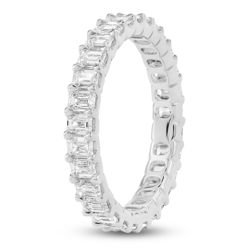 Main Image 2 of Emerald-Cut Lab-Grown Diamond Eternity Band 2 to 2-3/8 ct tw 14K White Gold