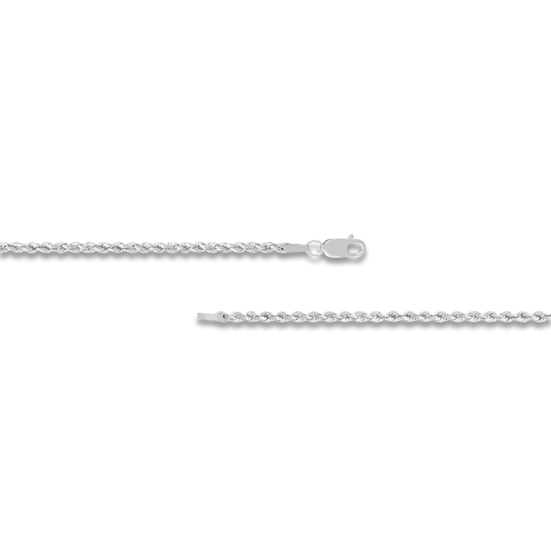 Main Image 2 of Glitter Rope Chain Necklace 2mm Semi-Solid 10K White Gold 18"