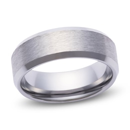 Men's Beveled-Edge Satin Wedding Band Tungsten Carbide 8mm