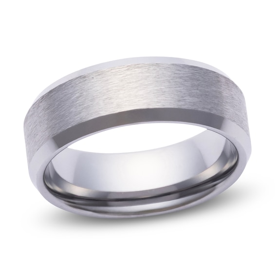 Rare Bond Men's Beveled-Edge Satin Wedding Band Tungsten Carbide 8mm