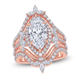 Marquise-Cut Lab-Grown Diamond Halo Engagement Ring 3-3/4 ct tw 14K Rose Gold
