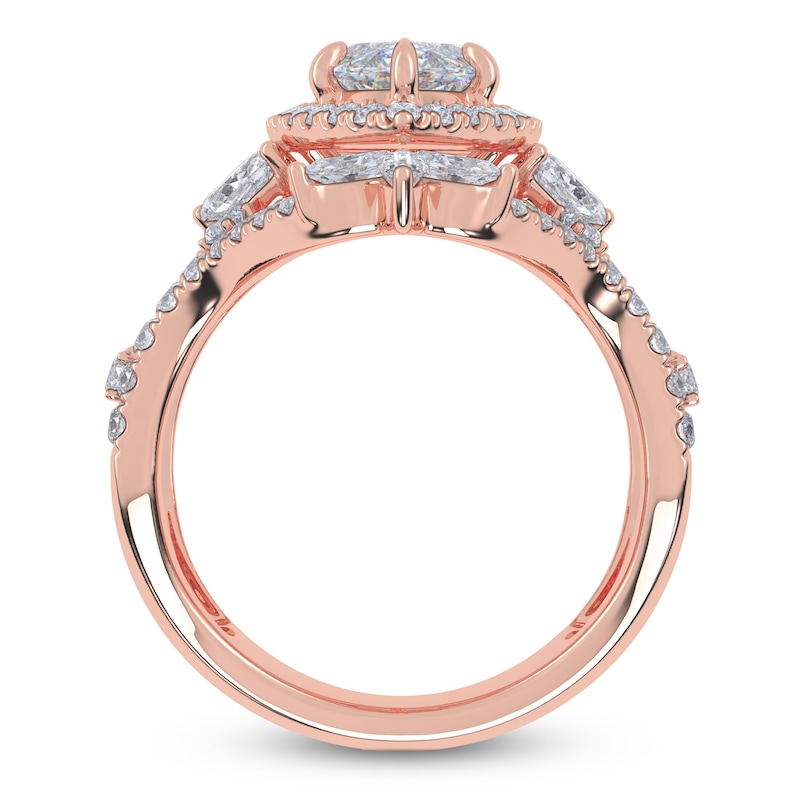 Main Image 4 of Marquise-Cut Lab-Grown Diamond Halo Engagement Ring 3-3/4 ct tw 14K Rose Gold
