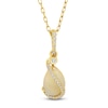 Thumbnail Image 1 of Pear-Shaped Natural Opal & Diamond Necklace 1/15 ct tw 14K Yellow Gold 18"