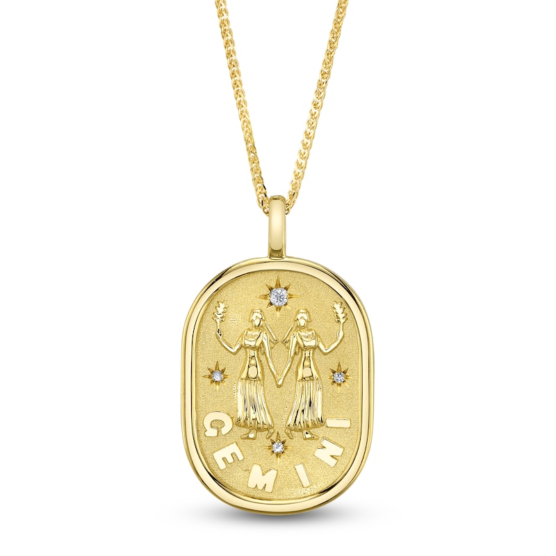 Main Image 1 of Shy ICON Zodiac Diamond Accent Gemini Necklace 14K Yellow Gold 18" B22001099-GEM