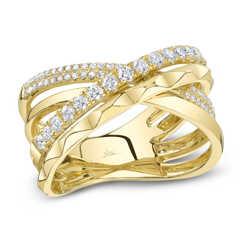 Main Image 1 of Shy Creation Diamond Multi-Row Crossover Ring 1/2 ct tw 14K Yellow Gold SC55026912